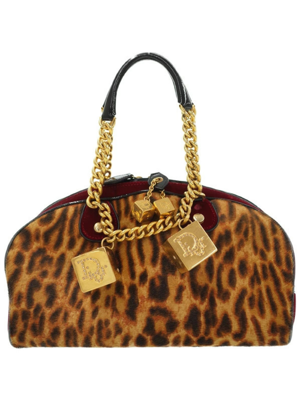 Christian Dior Leopard Chain Boston Bag Handbag